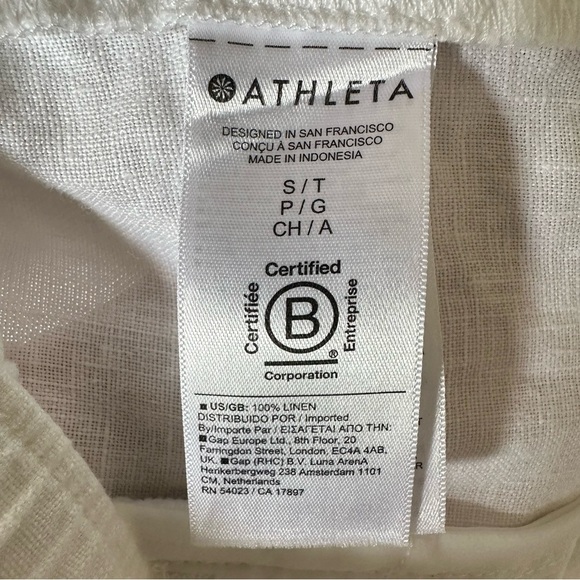 ATHLETA RETREAT LINEN CALLA LILY WHITE SIZE SMALL TALL - Picture 16 of 16